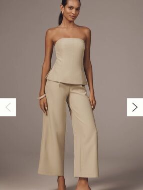 Rare London Strapless Peplum Wide-Leg Jumpsuit
